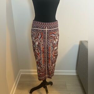 Gianni Bini purple baby blue and coral  Patterned  paisley Midi Skirt
